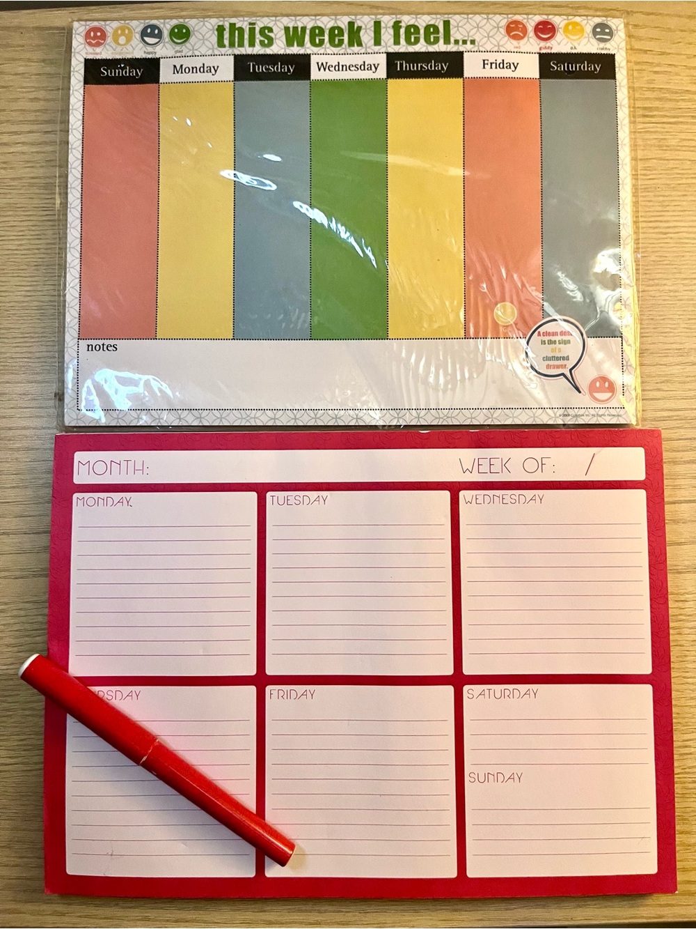 Lot of 2 Weekly Planner & Feelings Tracker Magnetic Notepads Undated